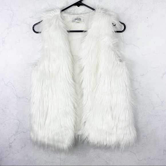 Charlotte Russe White Faux Fur Vest 